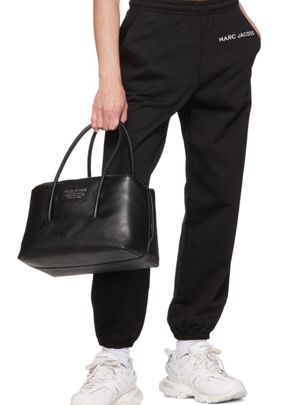 Marc Jacobs Black pebbled Leather dual Satchel Bag